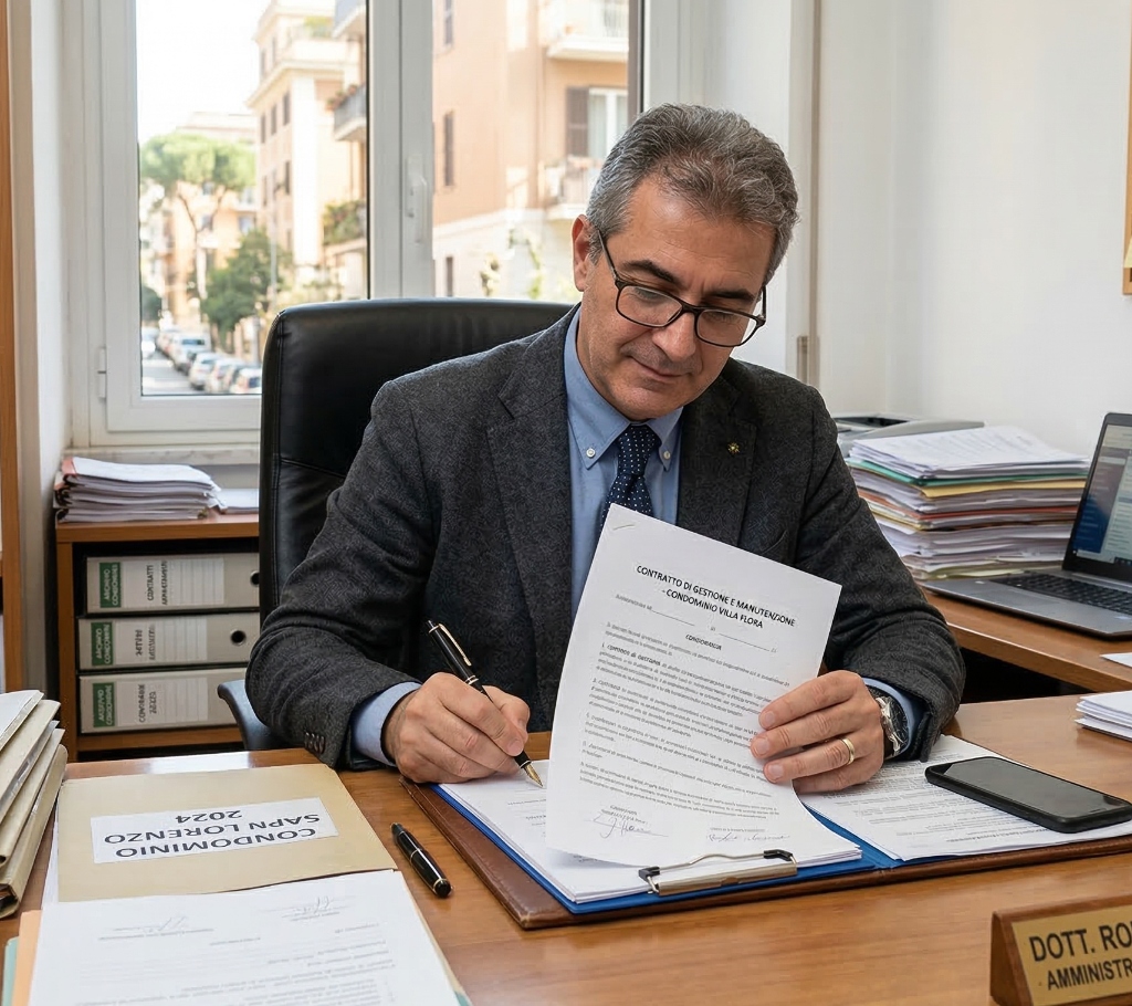 Amministratore condominiale che firma sicura